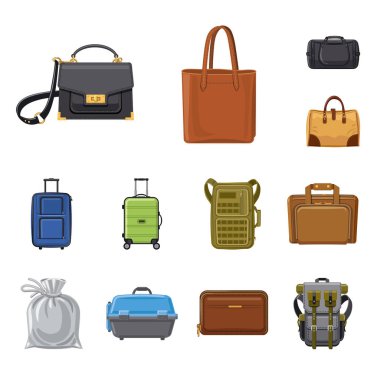 Bavul ve Bagaj simge vektör Illustration. Bavul ve yolculuk hisse senedi vektör çizim topluluğu.