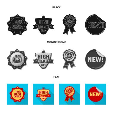 Amblem ve rozet simge yalıtılmış nesne. Hisse senedi için amblem ve etiket vektör simge topluluğu.