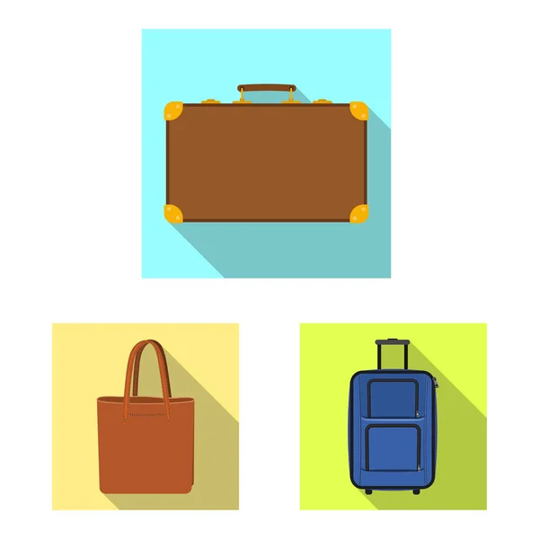 Vector illustration of suitcase and baggage symbol. Collection of suitcase and journey stock symbol for web. — Stock Vector