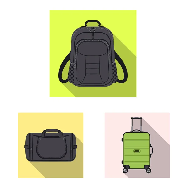 Isolerade objekt av resväska och bagage tecken. Uppsättning av resväska och resa lager vektorillustration. — Stock vektor