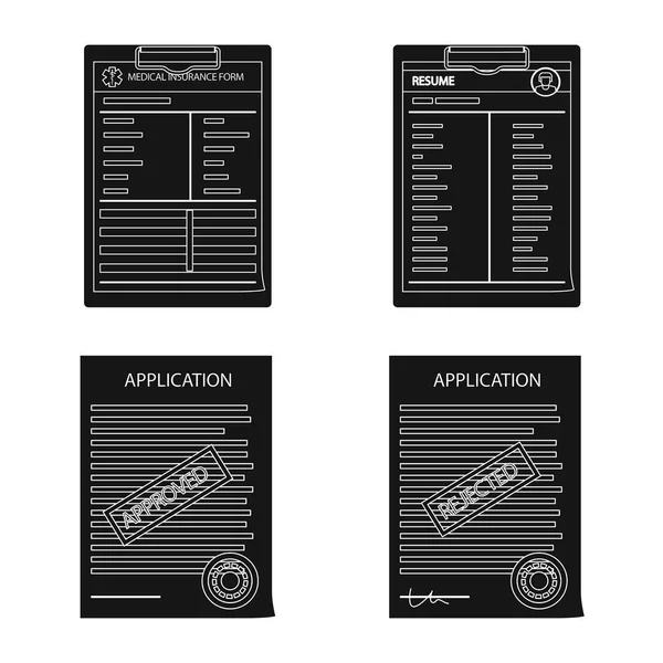 Diseño vectorial de forma y símbolo de documento. Conjunto de forma e icono de vector de marca para stock . — Vector de stock