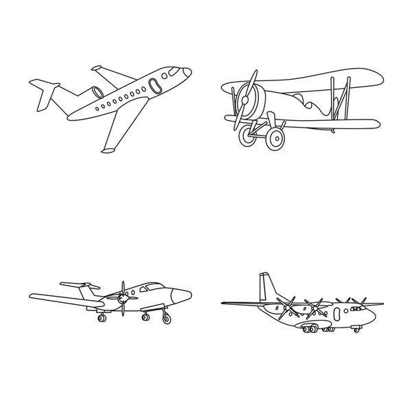 Objeto isolado de avião e ícone de transporte. Coleção de avião e símbolo de estoque de céu de web . —  Vetores de Stock