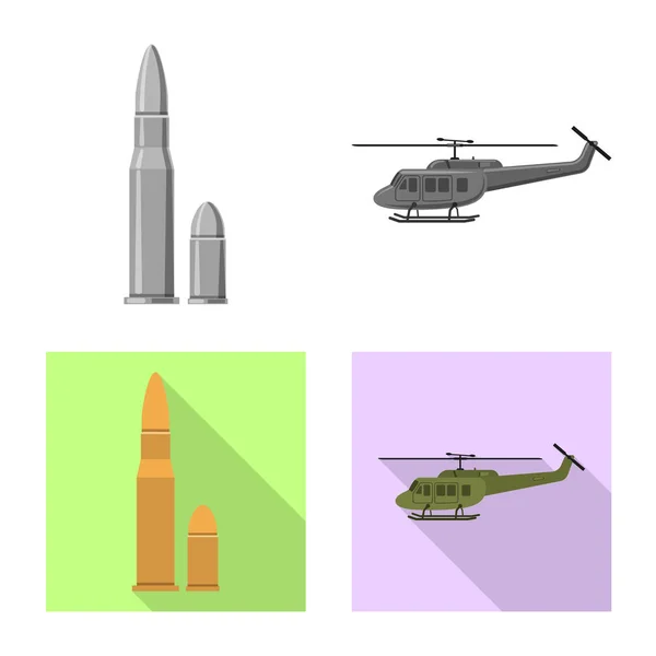 Isolerade objekt av vapen och vapnet logotyp. Uppsättning av vapen och armén lager vektorillustration. — Stock vektor