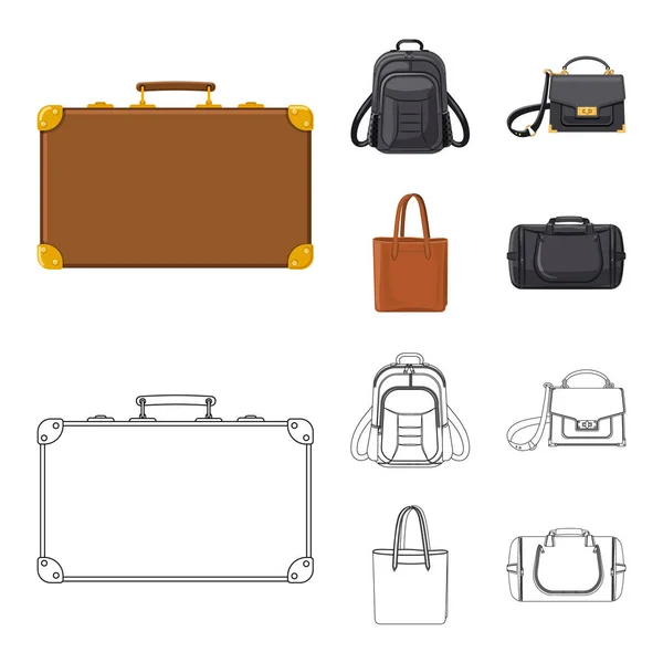 Geïsoleerde object van koffer en bagage logo. Collectie van koffer en reis voorraad vectorillustratie. — Stockvector