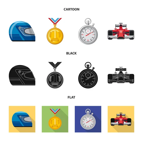 Diseño vectorial de coche y señal de rally. Conjunto de coche y la raza símbolo de stock para la web . — Archivo Imágenes Vectoriales