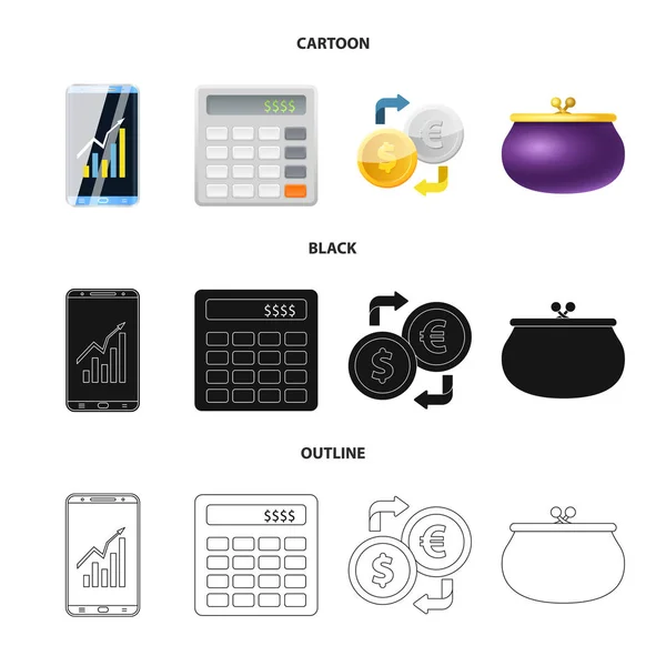Illustration vectorielle de l'icône bancaire et monétaire. Ensemble d'illustration vectorielle de stock de billets et de banques . — Image vectorielle