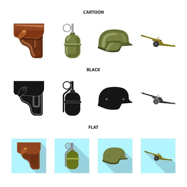 Diseño vectorial del arma y el símbolo de la pistola. Conjunto de armas y ejército icono de vector para la acción . — Vector de stock