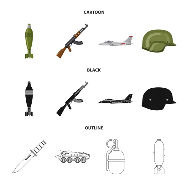 Vektorová design ikony zbraní a zbraň. Sbírka zbraní a armádní burzovní symbol pro web. — Stockový vektor