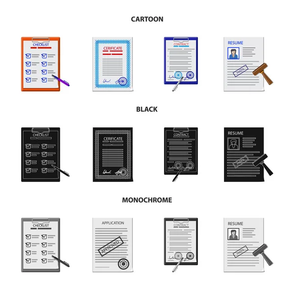 Elkülönített objektum formáját és dokumentum jel. Űrlap és mark tőzsdei szimbólum a web gyűjteménye. — Stock Vector