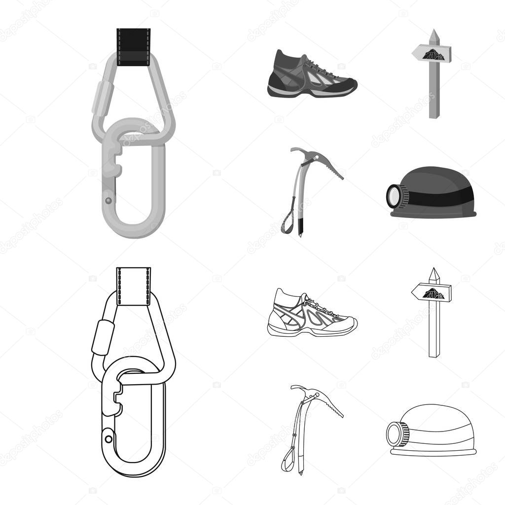 Vector design of mountaineering and peak logo. Set of mountaineering and camp stock vector illustration.