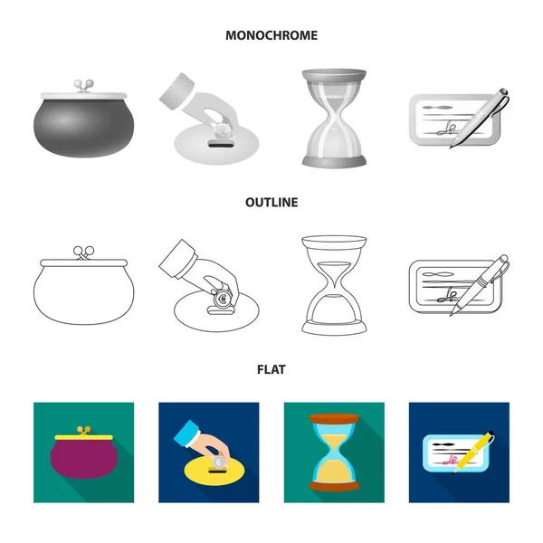 银行和货币图标的矢量设计。银行和票据股票矢量图集. — 图库矢量图片