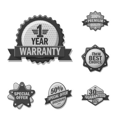 Amblem ve rozet sembol yalıtılmış nesne. Hisse senedi için amblem ve etiket vektör simge kümesi.