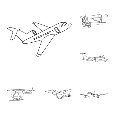 Bir uçak ve taşıma işaret tasarım vektör. Uçak ve gökyüzü hisse senedi vektör çizim topluluğu.