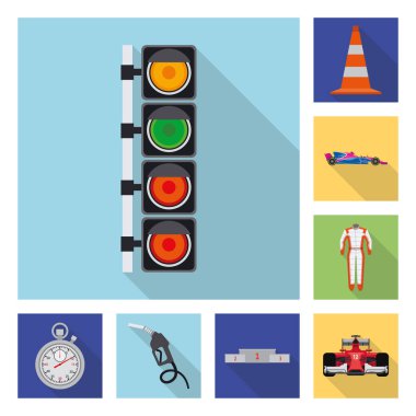 Bir araba ve ralli işaret illüstrasyon vektör. Araba ve yarış hisse senedi simgesi için web topluluğu.