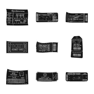 Bilet ve giriş simge vektör tasarımı. Web için bilet ve olay hisse senedi simgesi kümesi.