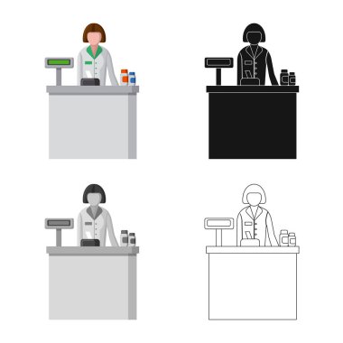 Eczane ve hastane simge vektör Illustration. Eczane ve iş hisse senedi vektör çizim topluluğu.