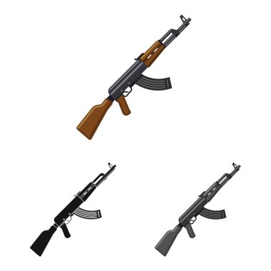 Silah ve silah işareti illüstrasyon vektör. Silah ve ordu hisse senedi vektör çizim seti.