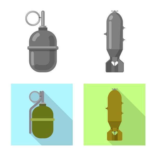 Isolated object of weapon and gun symbol. Collection of weapon and army vector icon for stock.