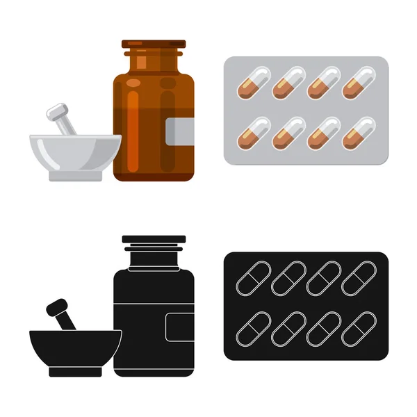 Progettazione vettoriale della farmacia e del logo dell'ospedale. Set di illustrazione vettoriale farmacia e magazzino aziendale . — Vettoriale Stock