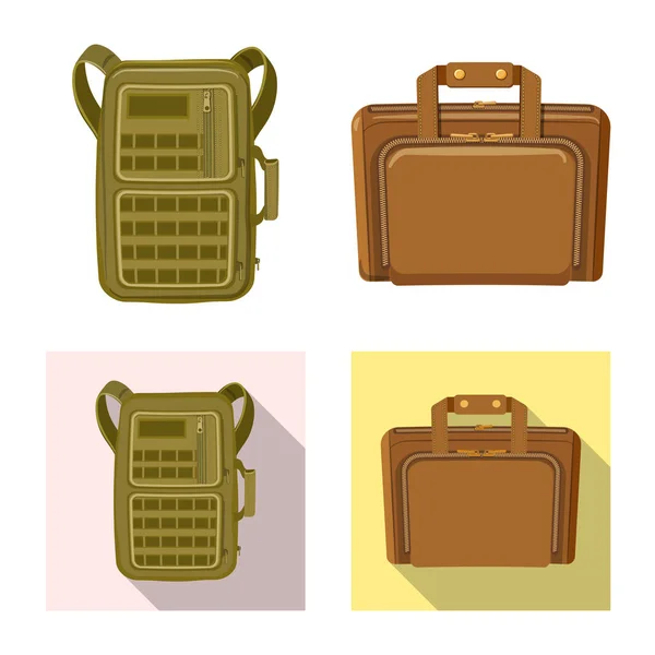 Diseño vectorial del icono de maleta y equipaje. Colección de maletas e ilustración de vectores de viaje . — Vector de stock