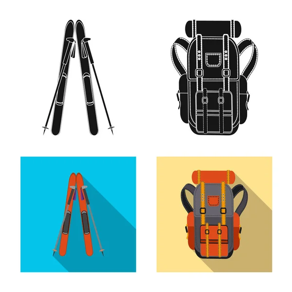 Vectorillustratie van alpinisme en piek logo. Set van alpinisme en kamp voorraad vectorillustratie. — Stockvector