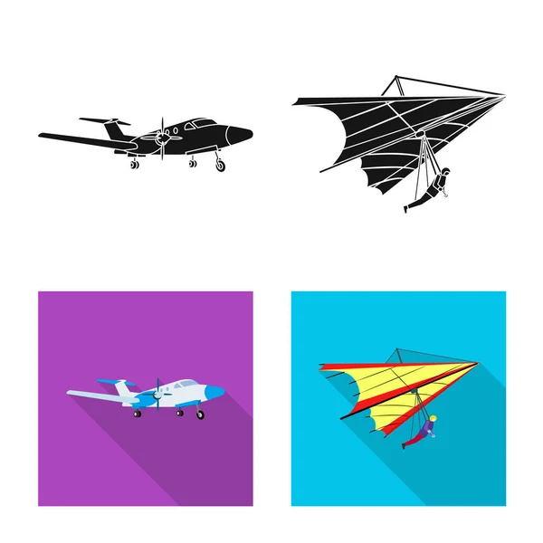 Векторная иллюстрация логотипа самолета и транспорта. Коллекция плоскости и векторной иллюстрации неба . — стоковый вектор