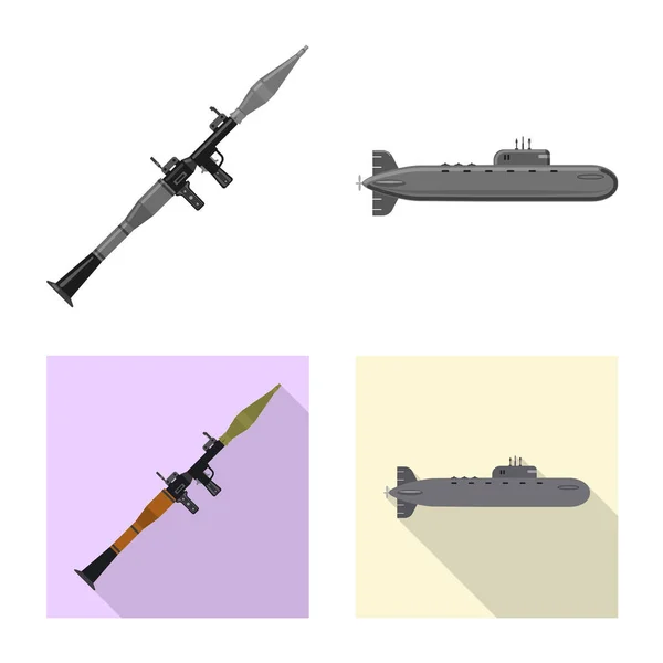 Vektor design av vapen och gun tecken. Samling av vapen och armén vektor ikonen för lager. — Stock vektor
