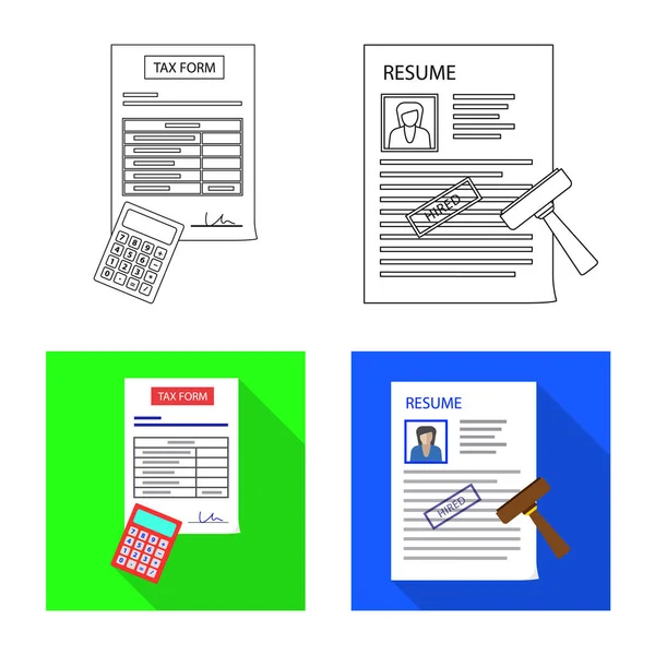 Vektorillustration av formulär och dokument symbol. Samling av form och mark vektor ikonen för lager. — Stock vektor