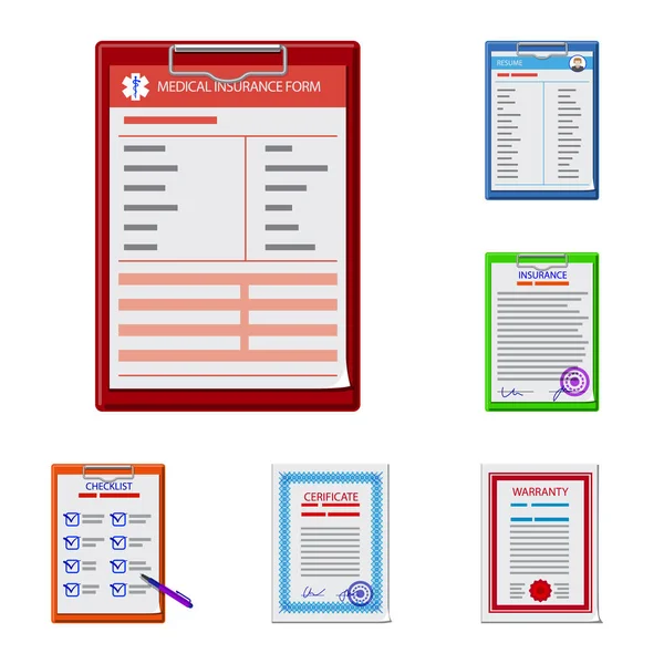 Isoliertes Objekt der Form und Dokumentenzeichen. Sammlung von Form- und Markenvektorillustrationen. — Stockvektor