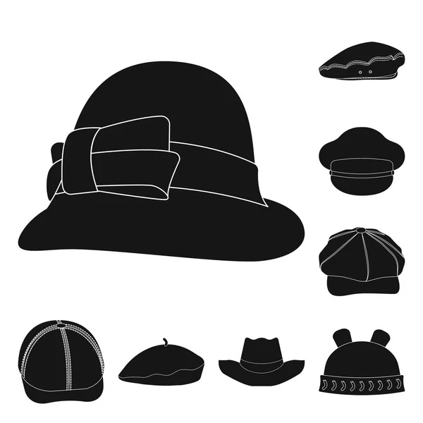 Objet isolé de coiffure et icône de casquette. Collection de coiffures et accessoires illustration vectorielle de stock . — Image vectorielle