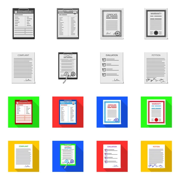 Diseño vectorial de forma e icono del documento. Conjunto de forma y marca de símbolo de stock para web . — Archivo Imágenes Vectoriales