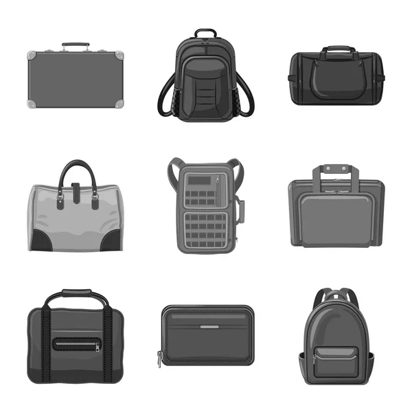 Ilustración vectorial del icono de maleta y equipaje. Colección de maleta e icono de vector de viaje para stock . — Vector de stock