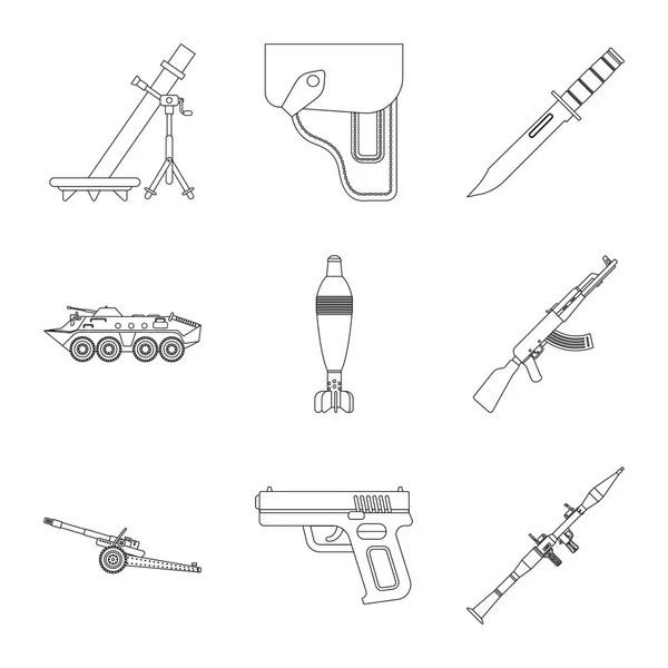 Projeto vetorial de arma e logotipo da arma. Coleta de arma e símbolo de estoque de exército de web . —  Vetores de Stock