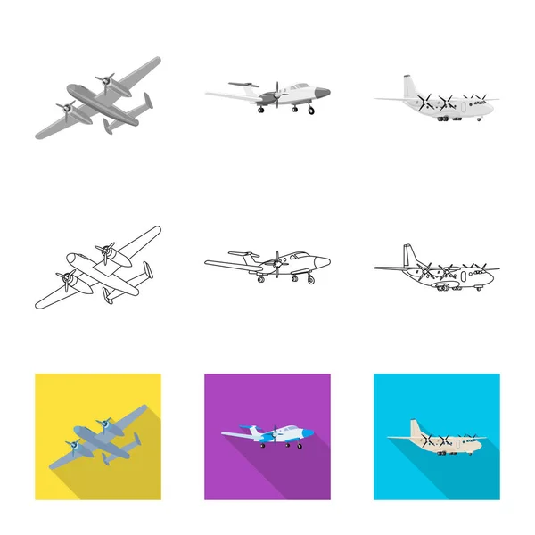 Illustration vectorielle du logo avion et transport. Collection d'illustration vectorielle plan et ciel . — Image vectorielle