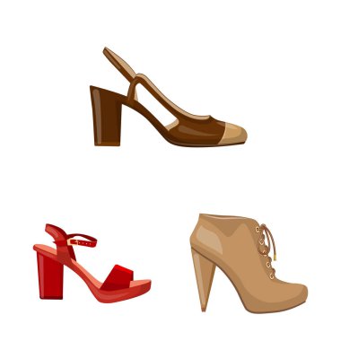 Ayakkabı ve kadın işareti vektör tasarımı. Ayakkabı ve ayak hisse senedi simgesi için web topluluğu.