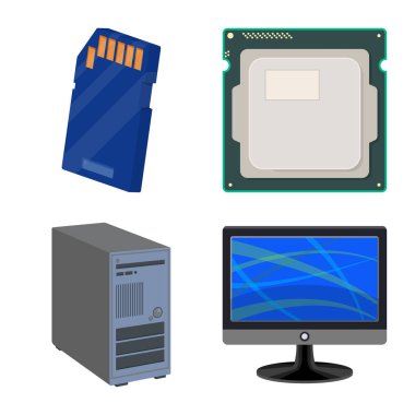 Dizüstü bilgisayar ve aygıt logo vektör tasarımı. Dizüstü bilgisayar ve sunucu hisse senedi vektör çizim seti.