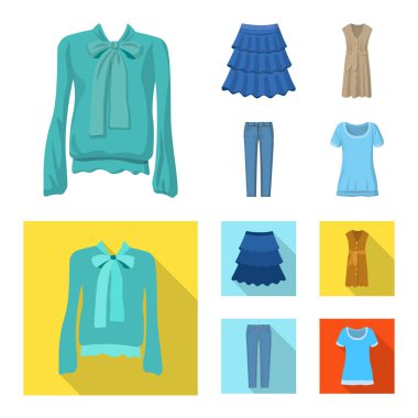 Kadın ve giyim işareti vektör tasarımı. Kadın ayarla ve vektör simge stok giyim.