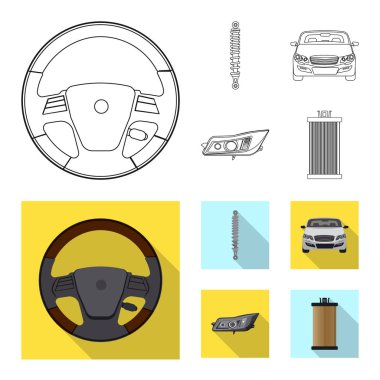 Otomatik ve bölümü logo vektör tasarımı. Web için oto, araba hisse senedi simgesi kümesi.