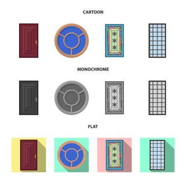Kapı ve ön simge vektör Illustration. Kapı ve ahşap vektör simgesini hissenin koleksiyonu.