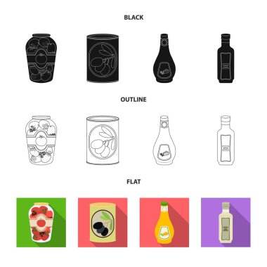 Can ve gıda simge vektör tasarımı. Can ve paket stok vektör çizim seti.