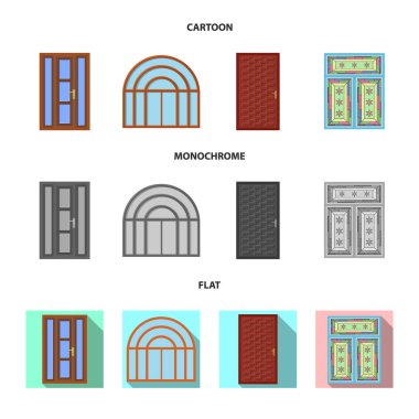Kapı ve ön simge vektör Illustration. Kapı ve ahşap stok vektör çizim.