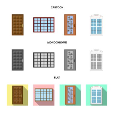 Kapı ve ön logo yalıtılmış nesne. Kapı ve ahşap stok vektör çizim.