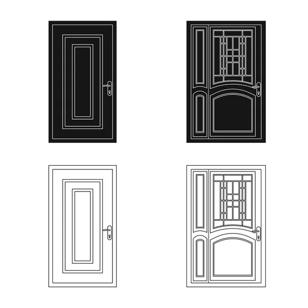 Ізольований об'єкт двері та передня піктограма. Набір дверних і дерев'яних векторних значків на складі . — стоковий вектор