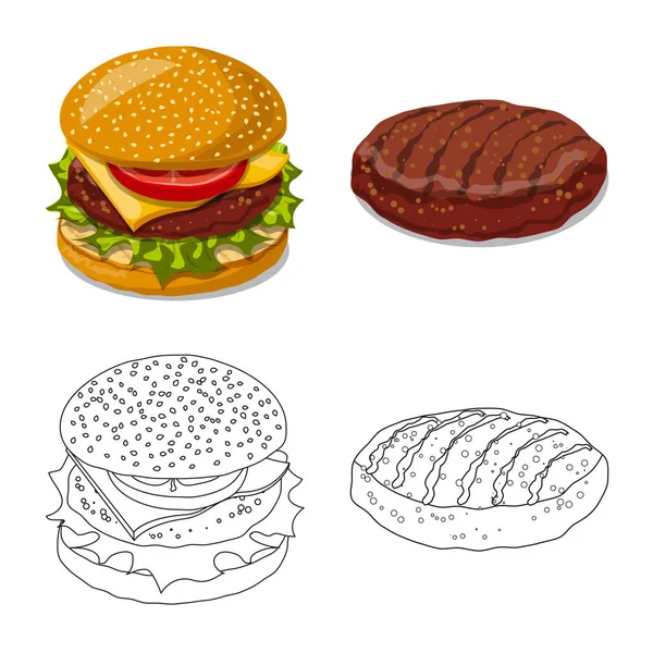 Objet isolé de hamburger et logo sandwich. Ensemble d'illustration vectorielle de hamburger et de tranches . — Image vectorielle