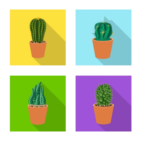 Vector design of cactus and pot icon. Set of cactus and cacti vector icon for stock. — Stock Vector