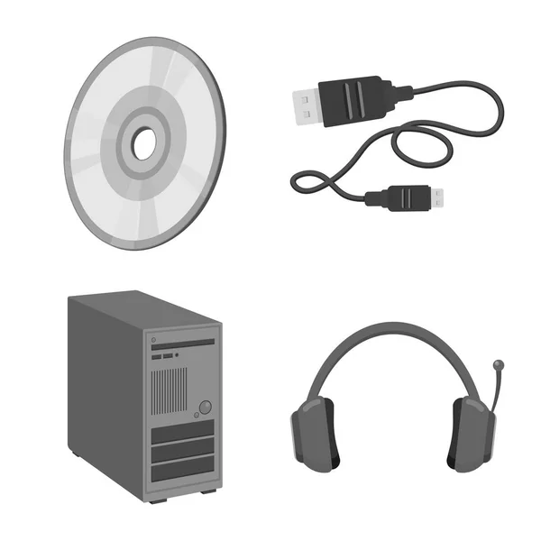 Izolovaný objekt laptop a zařízení symbolu. Sada přenosného počítače a serveru vektorové ilustrace. — Stockový vektor