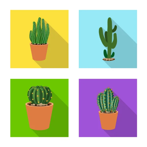 Vector illustration of cactus and pot icon. Set of cactus and cacti stock vector illustration. — Stock Vector