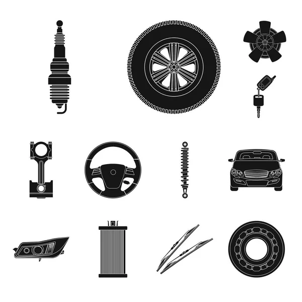 Diseño vectorial de auto y señal de parte. Conjunto de auto y coche stock vector ilustración . — Vector de stock