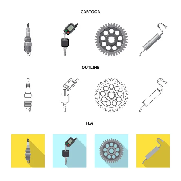 Vektor design av auto och en del symbol. Samling av auto och bil lager vektorillustration. — Stock vektor