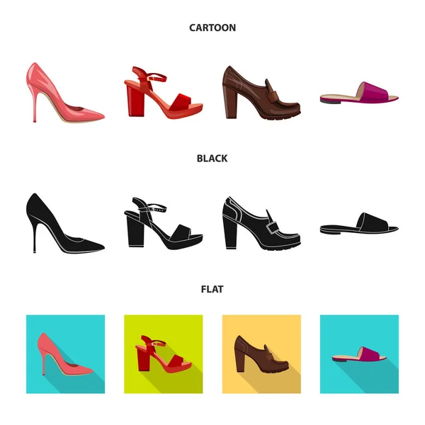 Objeto aislado de calzado y símbolo de mujer. Conjunto de calzado y pie stock vector ilustración . — Vector de stock